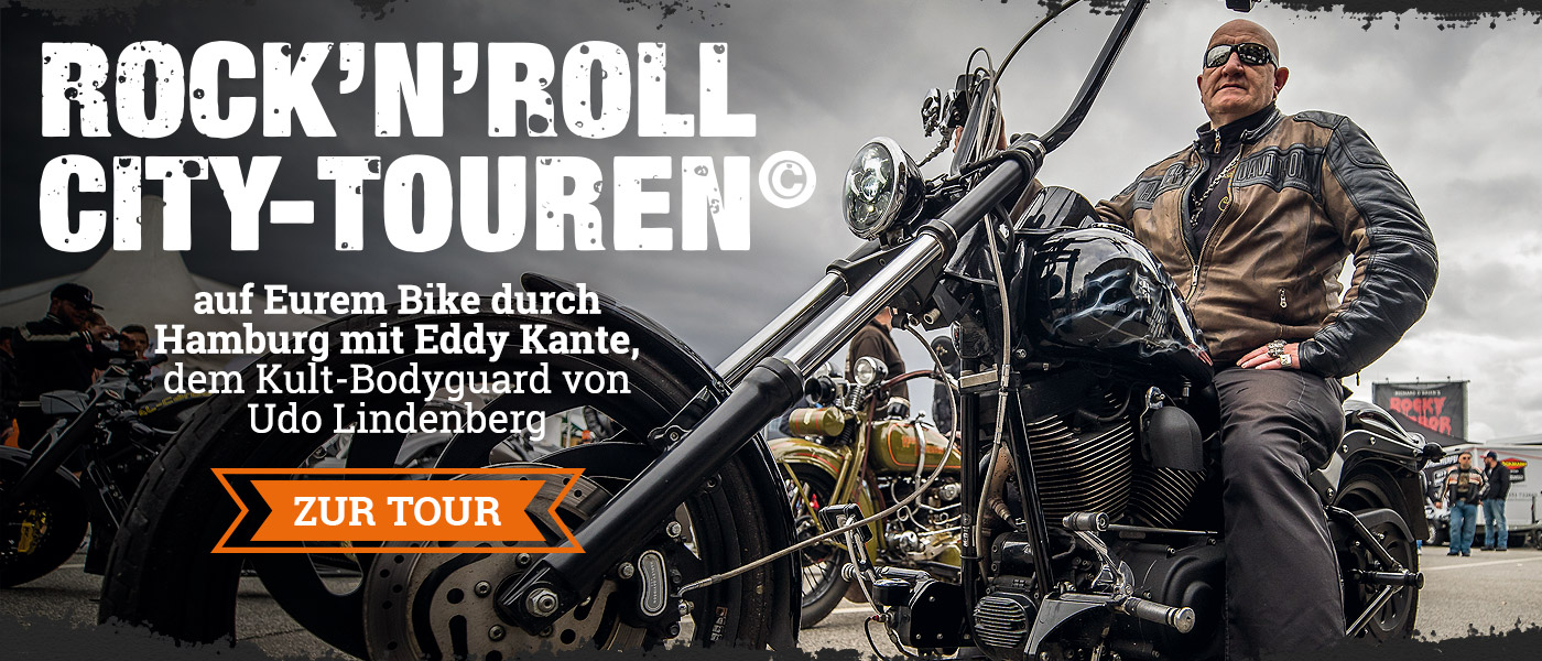 Rock`n Roll City-Tour – auf Eurem Bike durch Hamburg mit Eddy Kante, dem Kult-Bodyguard von Udo Lindenberg